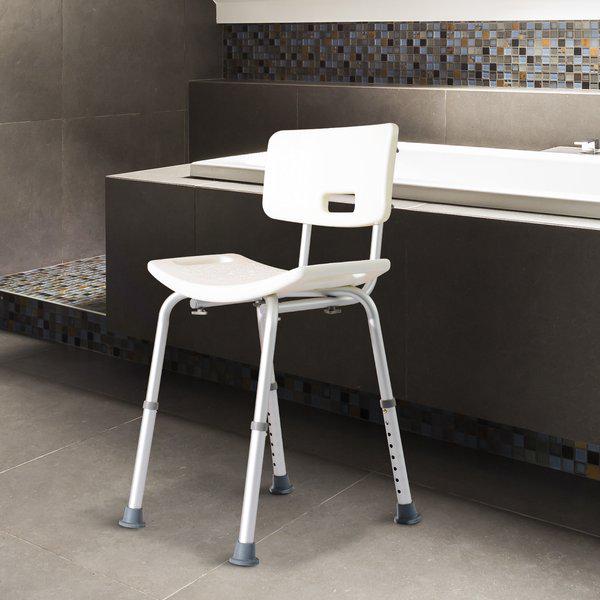 Adjustable Non-Slip Shower And Bath Chair, 55Wx50.6Dx67.5-85.5H Cm - Cream White