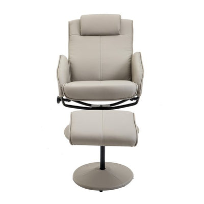 Adjustable Recliner Chair PU Leather Reclining Armchair With Footstool Grey