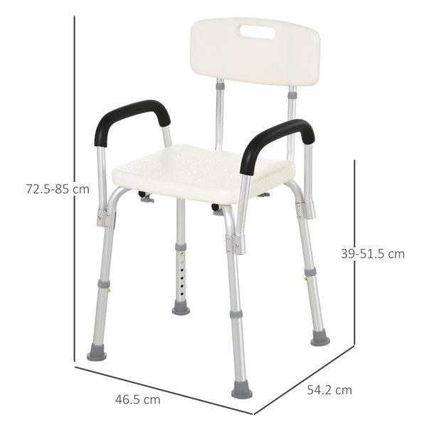 Adjustable Shower Bench With Back And Armrest