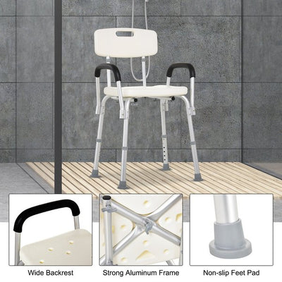 Adjustable Shower Bench With Back And Armrest