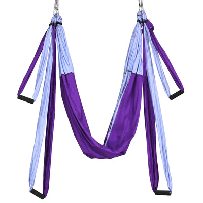 Columpio de yoga aéreo con tres longitudes diferentes de mango, color morado