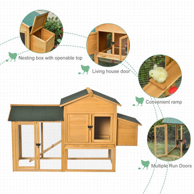 Deluxe 168cm Chicken Coop Small Animal Habitat Hen House with Run Nesting Box