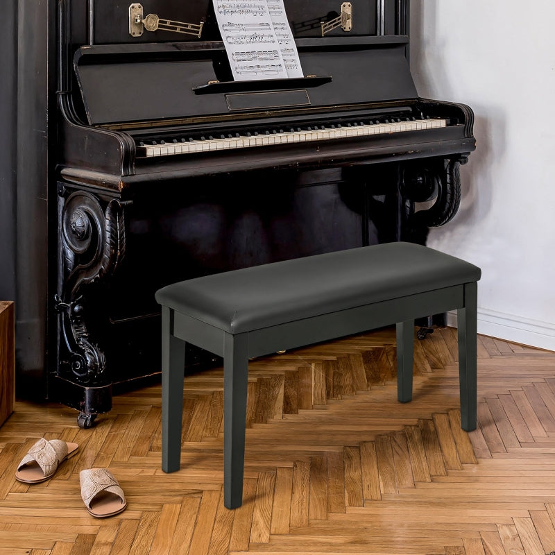 Faux Leather Padded Piano Stool- Black