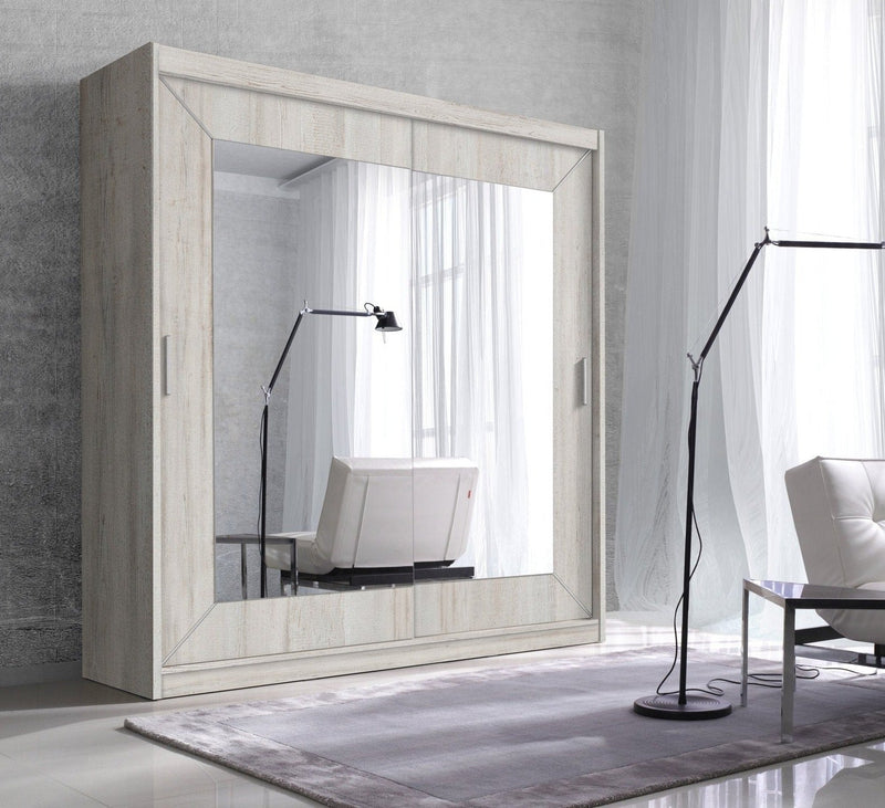 Abel 2 Door Mirrored Sliding Wardrobe  3 Colours