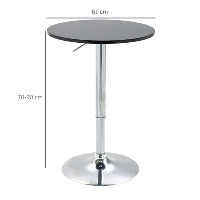 Round Height Adjustable Bar Counter Pub Desk , Black