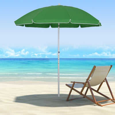 1.9 M Beach Umbrella W/ Adjustable Angle Pointed Design - Green