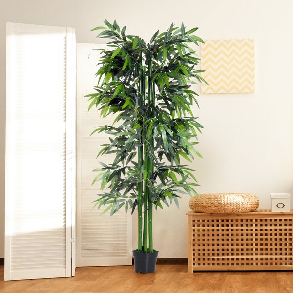 Artificial Bamboo Tree Plant, 1.8 M - Green Bamboo/ Black Pot