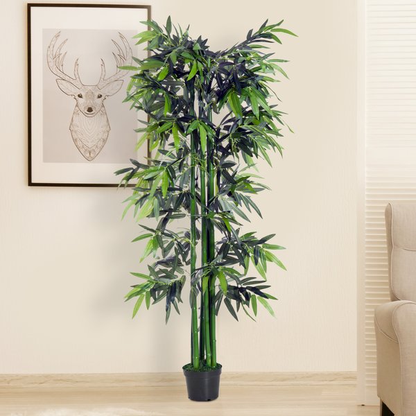 Artificial Bamboo Tree Plant, 1.8 M - Green Bamboo/ Black Pot