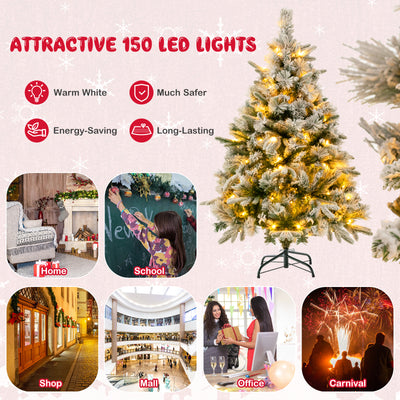 Artificial Christmas Tree with LED Lights, 8 Lighting Modes and Foldable Metal Stand-4.5 ft