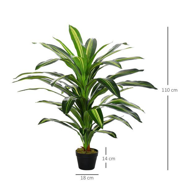 Artificial Dracaena Plant Realistic Fake Tree Potted Home Office Décor 110cm