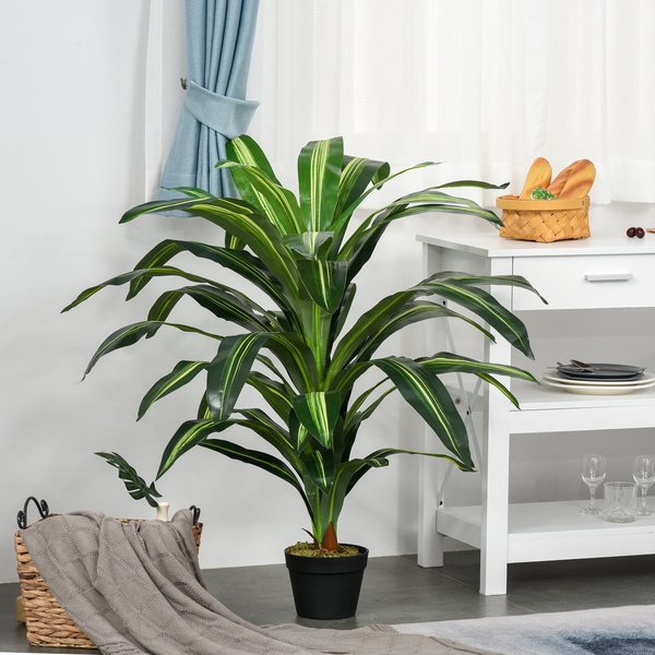 Artificial Dracaena Plant Realistic Fake Tree Potted Home Office Décor 110cm