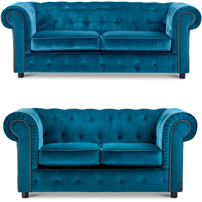 Ashbourne Velvet Chesterfield 2 & 3 Seater Sofa Set