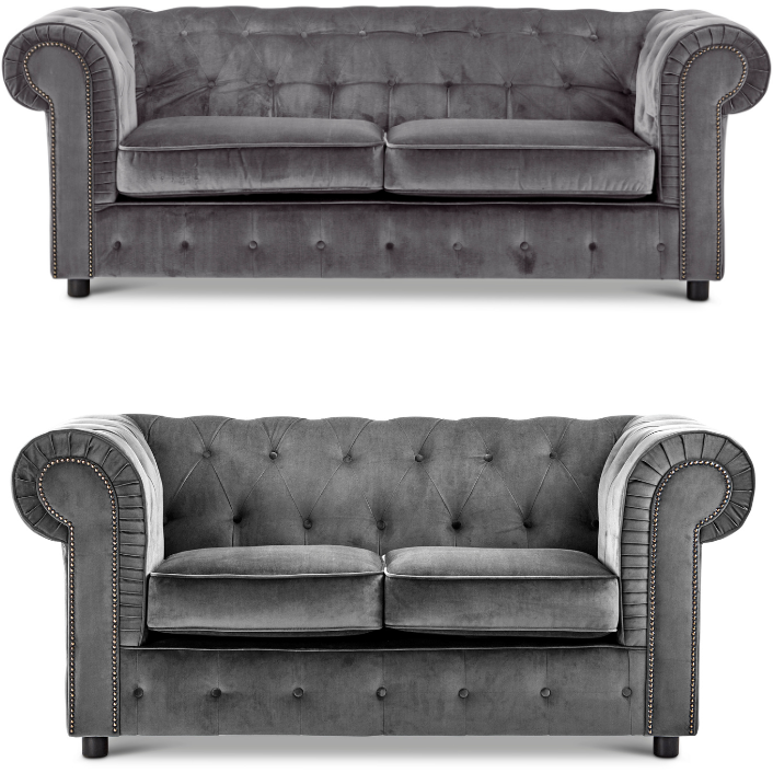 Ashbourne Velvet Chesterfield 2 & 3 Seater Sofa Set