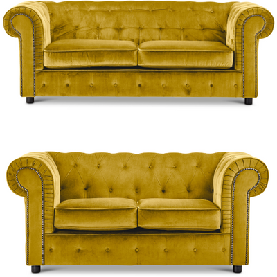 Ashbourne Velvet Chesterfield 2 & 3 Seater Sofa Set