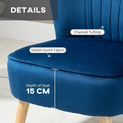 Velvet-Feel Tub Chair And Footstool - Blue