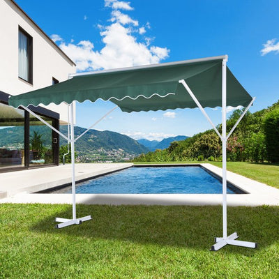 3 x 3m Freestanding Garden Awning Shelter - Green/White