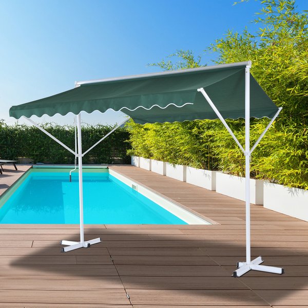 3 x 3m Freestanding Garden Awning Shelter - Green/White