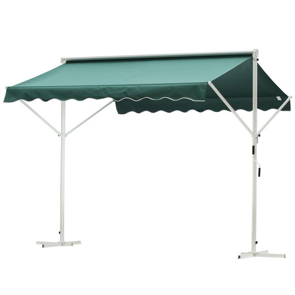 3 x 3m Freestanding Garden Awning Shelter - Green/White