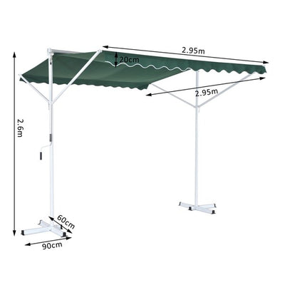 3 x 3m Freestanding Garden Awning Shelter - Green/White