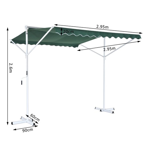 3 x 3m Freestanding Garden Awning Shelter - Green/White