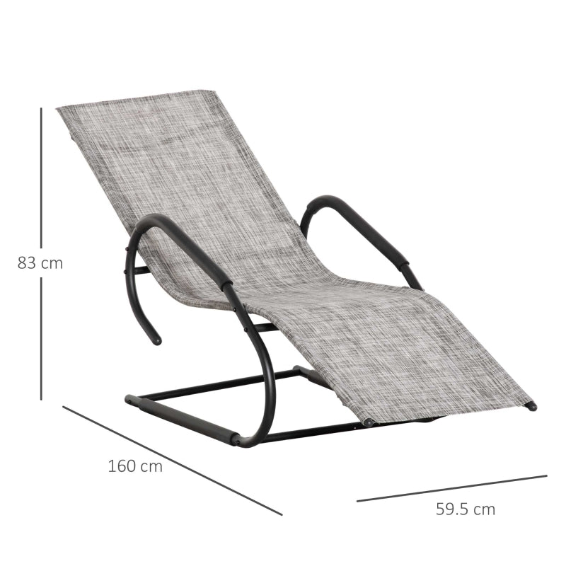 Outdoor Lounger With Headrest- Grey