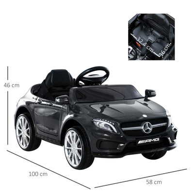 HOMCOM Compatible Kids Children Ride On Car Mercedes Benz GLA Licensed 6V Battery Rechargeable Headlight Music Remote Control  High/Low Speed Toy Black