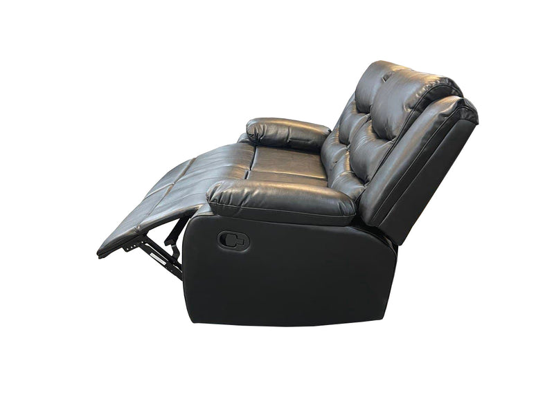 ROMA 3 SEAT RECLINER HIGH QUALITY AIR LEATHER - BLACK