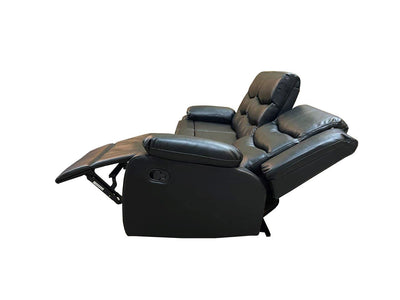 ROMA 3 SEAT RECLINER HIGH QUALITY AIR LEATHER - BLACK