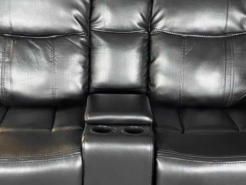 VENICE Air leather 2 Seater Sofa - Black