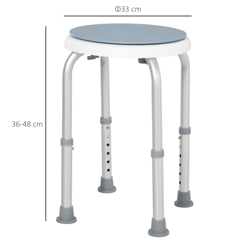 Aluminium 360°Swivel Shower Stool Blue And White