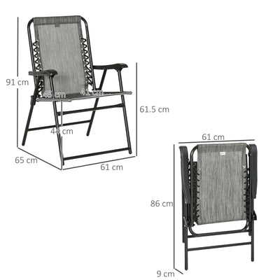 2 PCs Patio Folding Chair Set- Grey