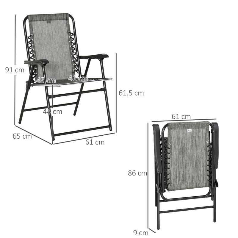 2 PCs Patio Folding Chair Set- Grey