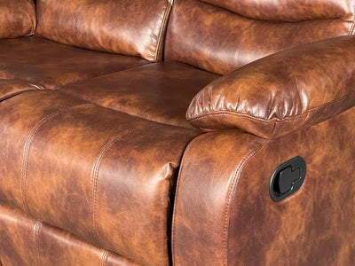 ROMA 3 SEAT RECLINER HIGH QUALITY AIR LEATHER - BROWN