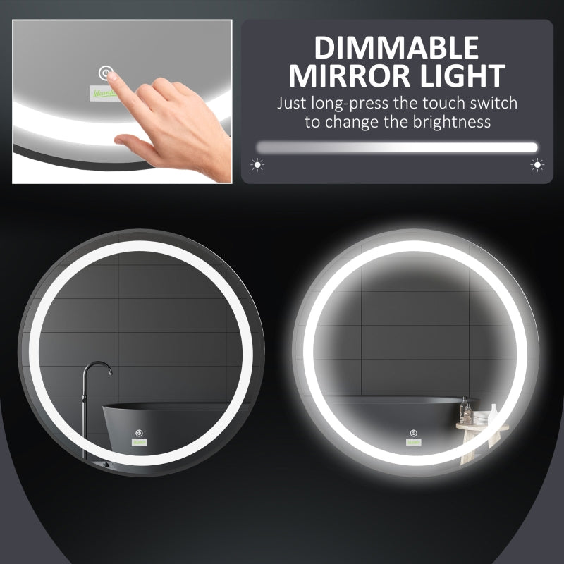 Round LED Bathroom Mirror, Hardwired