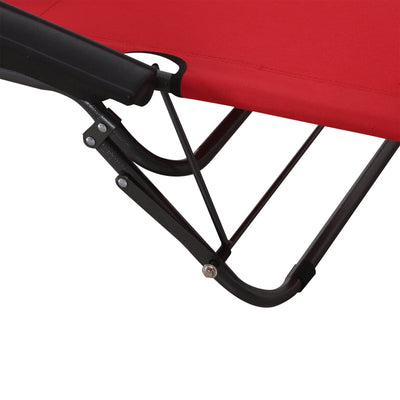 Metal Frame 2 In 1 Lounger W/ Pillow Red