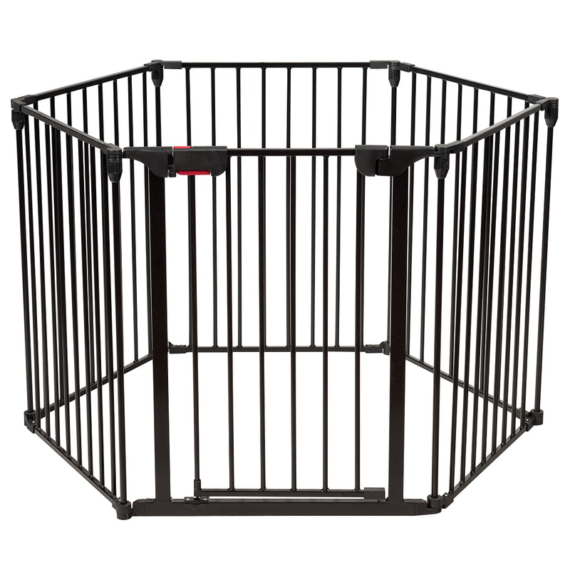 6-Panel Baby Pet Safety Playpen with Walk Through Door-Black