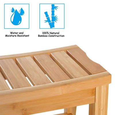 Bamboo Bathroom Shower Bench W/ Lower Shelf