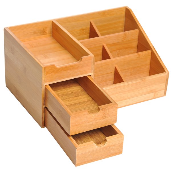 Bamboo Desktop Organiser, 33Lx20.5Wx15.5H Cm