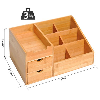 Bamboo Desktop Organiser, 33Lx20.5Wx15.5H Cm