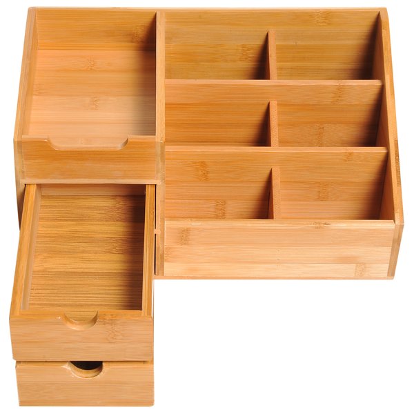 Bamboo Desktop Organiser, 33Lx20.5Wx15.5H Cm