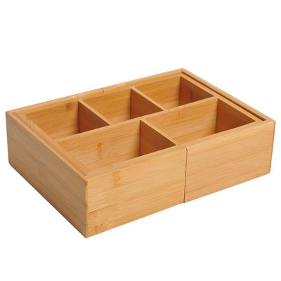 Bamboo Expandable Organiser, 24.6Lx17.6Wx7H Cm.