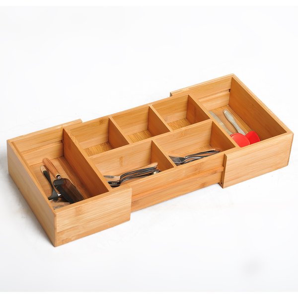 Bamboo Expandable Organiser, 24.6Lx17.6Wx7H Cm.