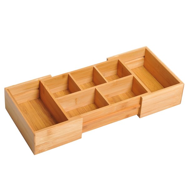 Bamboo Expandable Organiser, 24.6Lx17.6Wx7H Cm.