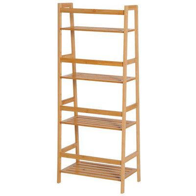 Bamboo Freestanding 4-Tier Ladder Bookcase - Natural Color