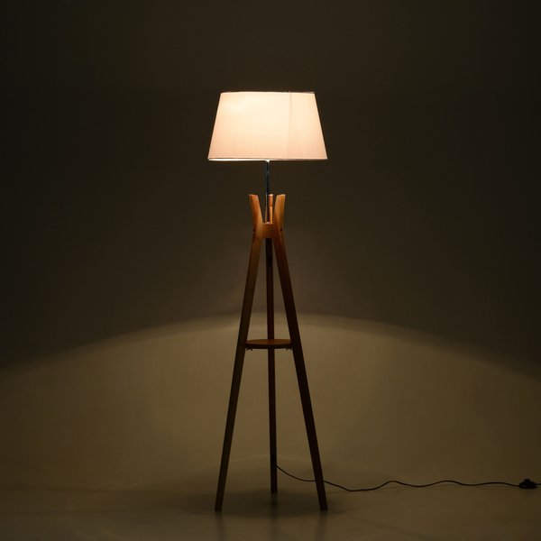 Freestanding Tripod Floor Lamp W/ Shelf