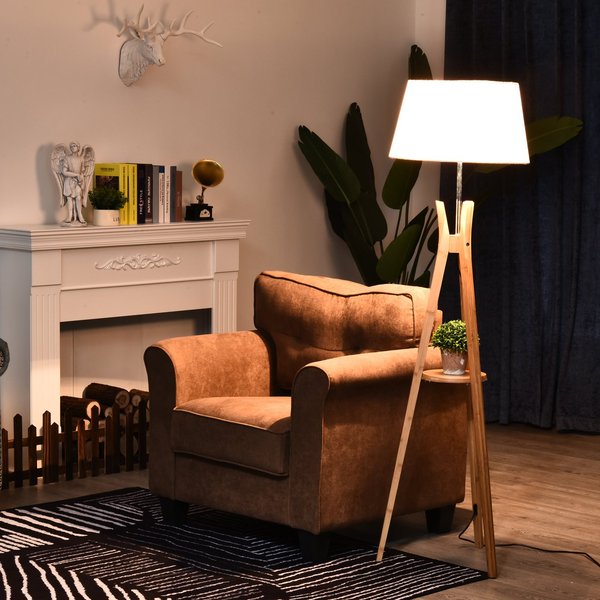 Freestanding Tripod Floor Lamp W/ Shelf