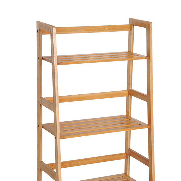 Bamboo Freestanding 4-Tier Ladder Bookcase - Natural Color