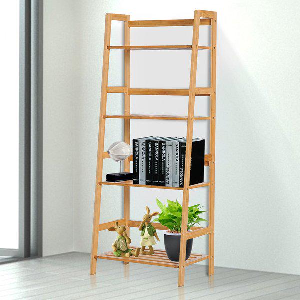 Bamboo Freestanding 4-Tier Ladder Bookcase - Natural Color