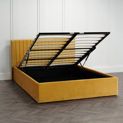 Berlin Mustard Small Double Ottoman Bed