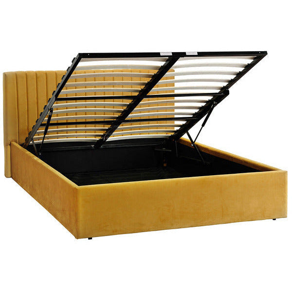 Berlin Mustard Small Double Ottoman Bed